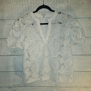 Current Air Lace Floral Top White Unlined Size Small